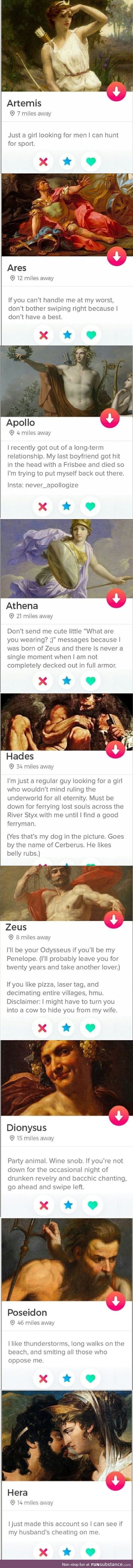 Greeks Gods join tinder