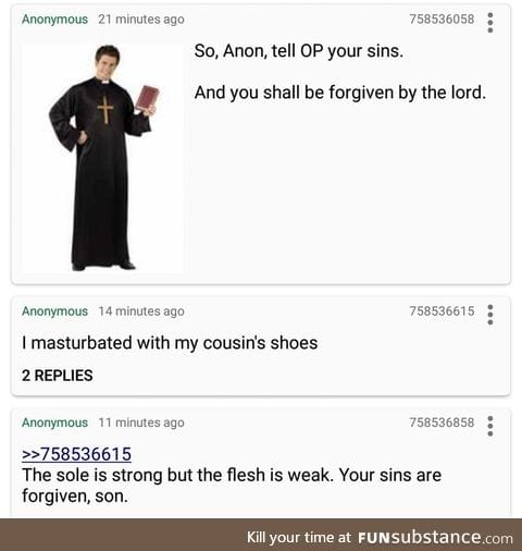 Anon's sins are forgiven