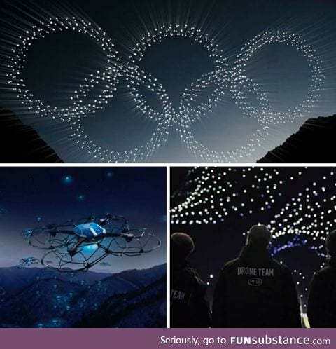Intel's 1,218 drones form the Olympic rings during Opening Ceremony