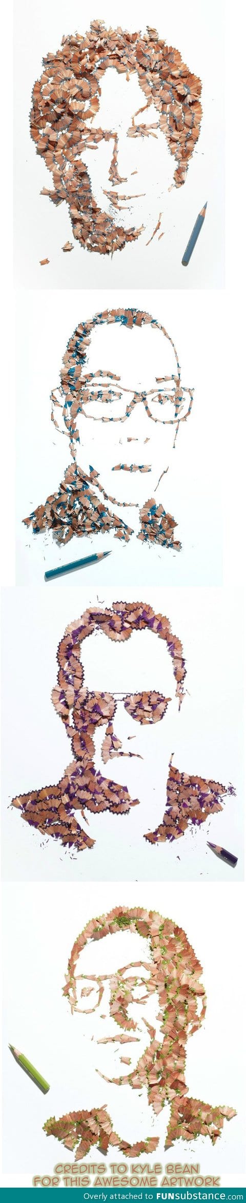 Pencil shaving portraits by Kyle Bean