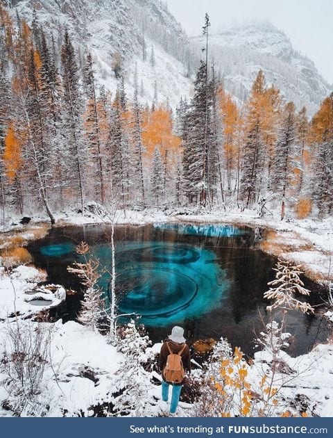 Geyser lake in Altai, Russia