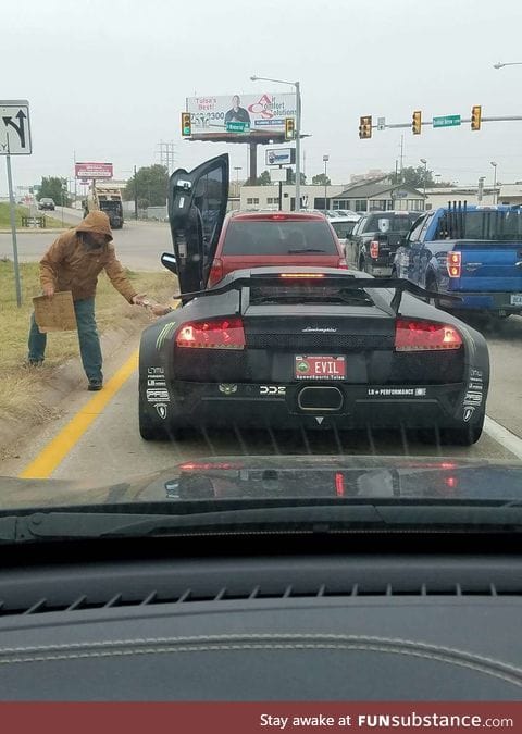 Generous evil Lamborghini owner