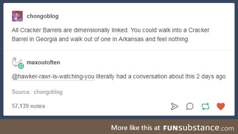 I've only ever actually been to Cracker Barrel twice before.