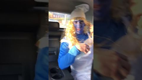 2 guys tell their friend they’re going out dressed as Smurf, but don’t dress up themselves