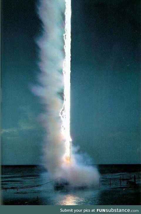 The exact moment lightning strikes water