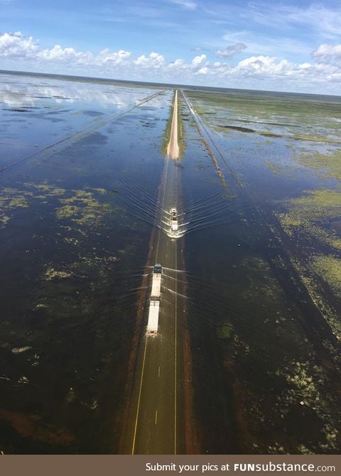 Road Trains trucking through Western Australia.. Or are they boating?