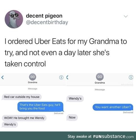 Grandma loves Uber Eats