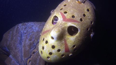 Somebody put a convincing statue of a Jason Vorhees at the bottom of a lake