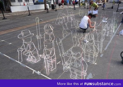 Lego chalk art