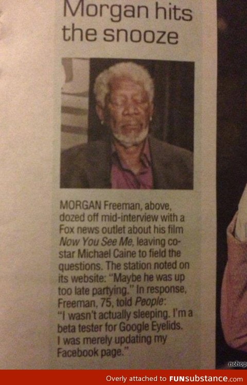 Morgan freeman tests the new "google eyelids"