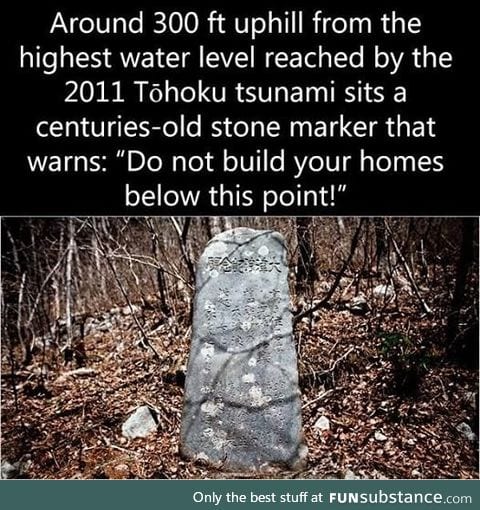 A marker left by the tsunami