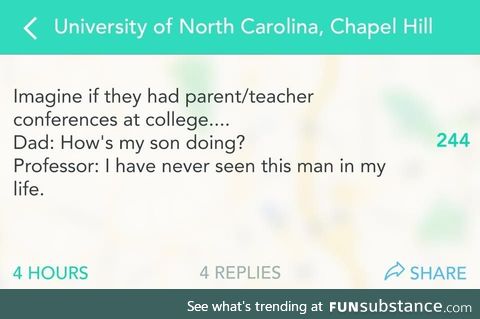 Parent-teacher conference in college