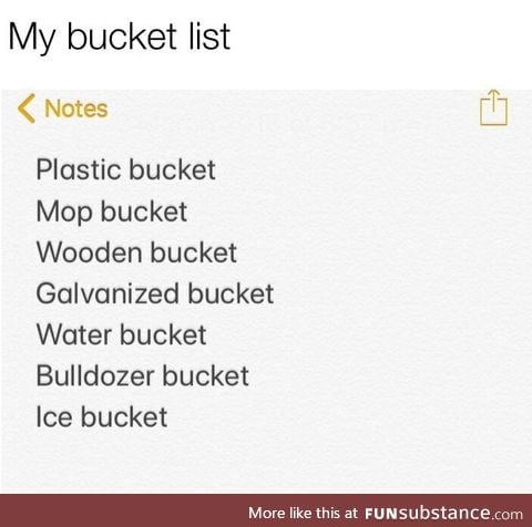 My bucket list