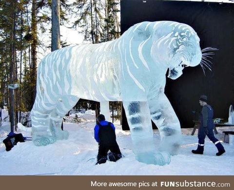 Awesome tiger ice sculpture