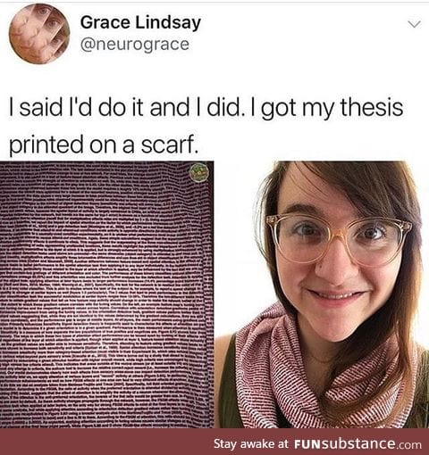 Thesis printed on a scarf