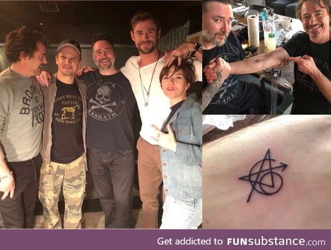 The original Avengers got a matching tattoo