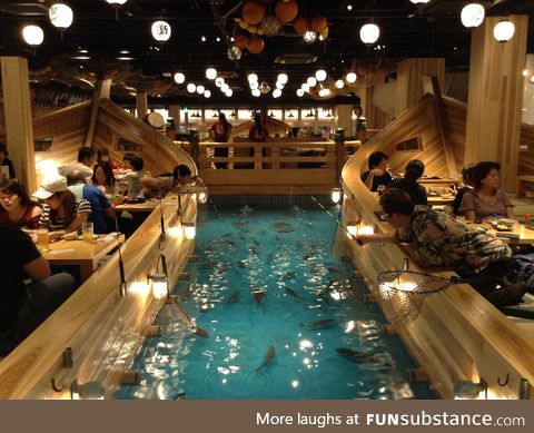 A Restaurant In Japan where you can catch your fish and have it cooked as your dinner