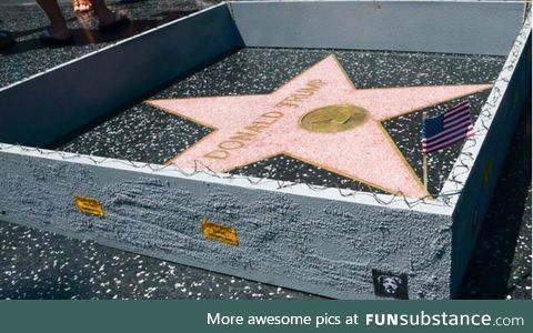 Man builds tiny wall around Trump’s Hollywood star