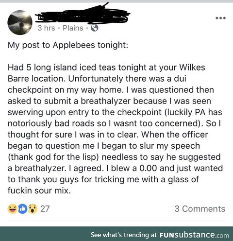 Ummm... Thanks Applebee’s?