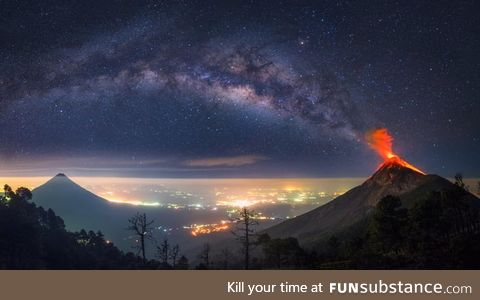 This volcano in Guatemala looks like it's erupting the Milky Way