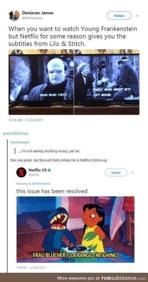 Deranged Neighing (Or, when Netflix gets the subtitles wrong, but then they... fix it?