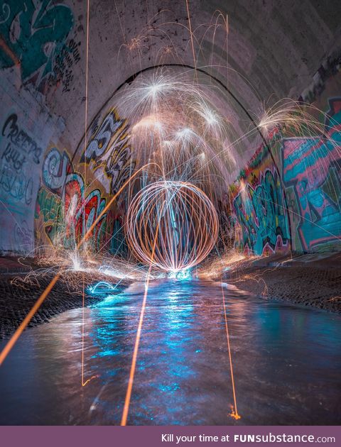 Controlled Chaos. Spinning steelwool