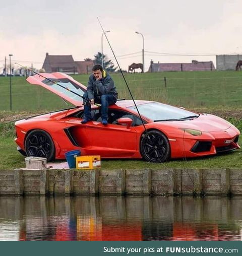 When you spent all your money on car and now you have to catch your own dinner