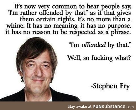 Someone's going to be offended by this. (Stephen Fry on being offended)