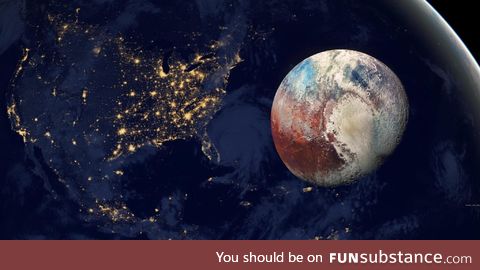 Pluto compared to North America