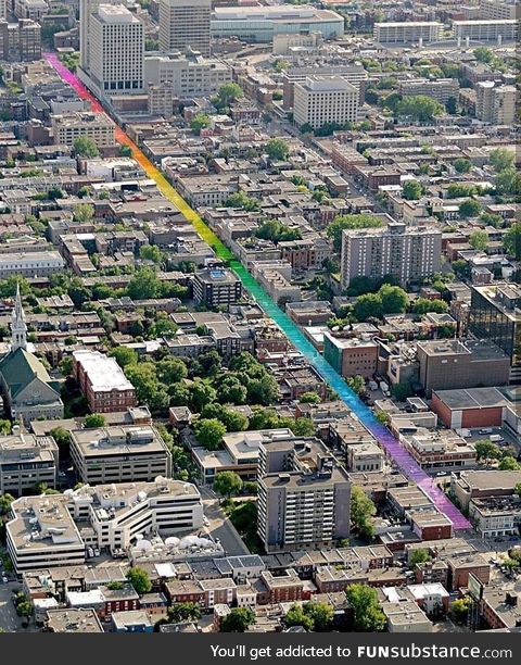 Montreal's 1km of "Rainbow Balls" on Saint-Catherine Street