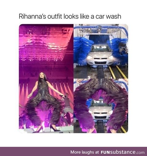 Her outfit looks like a car wash