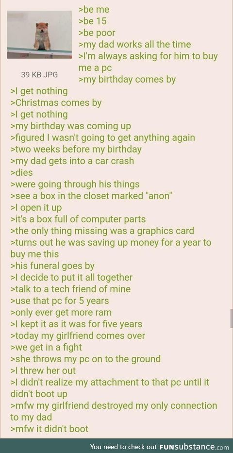 Destroying a guy's only connection to his dad, seems like a cool idea