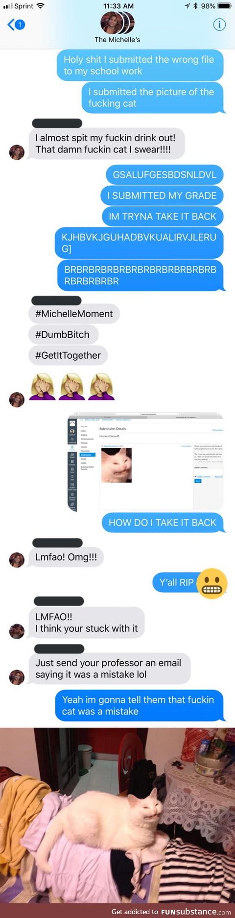 A student accidentally sent the wrong file to a teacher