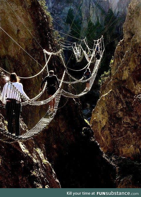 The Tibetan Bridge in Claviere, Piedmont, Italy