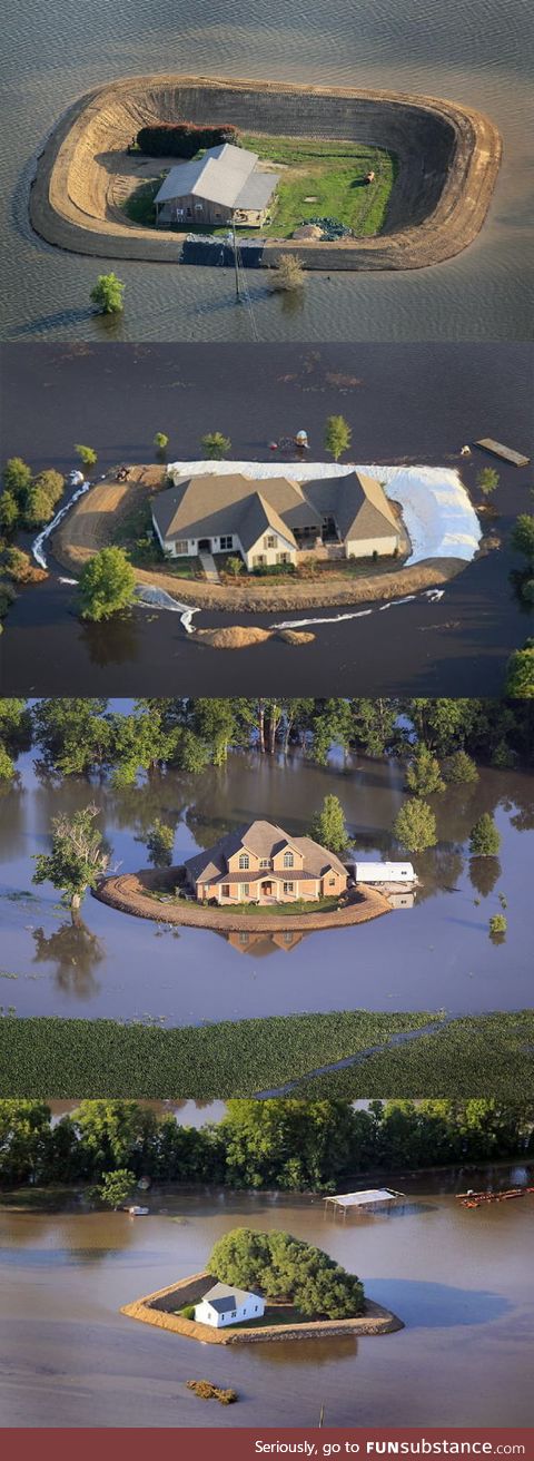 Homemade levees during flooding