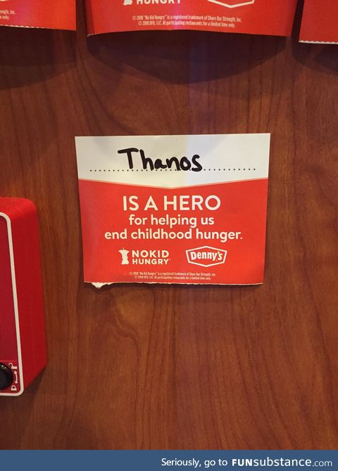 Thanos is a hero at Denny's