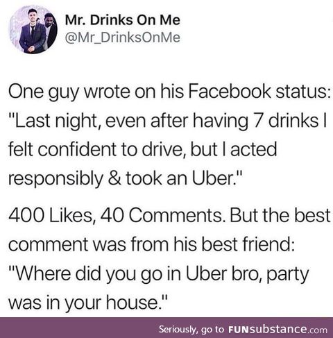 To the bar of course