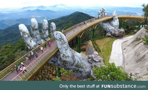 Newly constructed golden bridge in vietnam