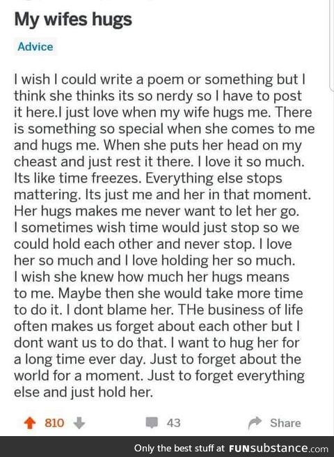 The feelings of a tight hug