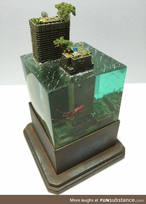 Miniature post apocalyptic cityscapes