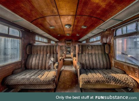 Abandoned, former luxury train car