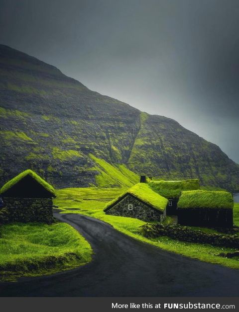 Grass-roofed village. ~ Faroe Islands