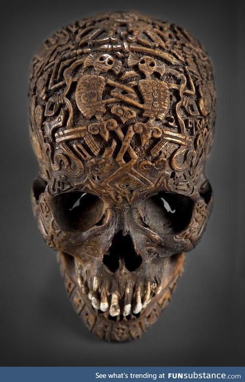 300 year old carved Tibetan skull