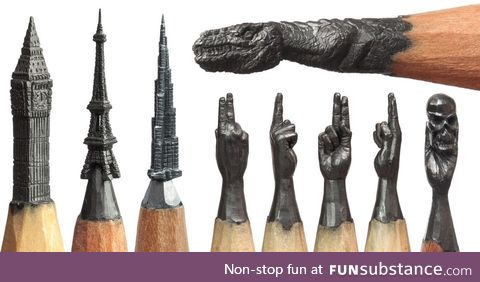 There is an artist who carves his sculptures out of the graphite within pencils!