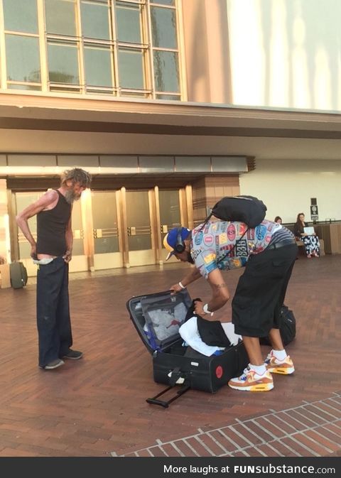 This good man give his own clothes to someone who needed them (LA Union Station)