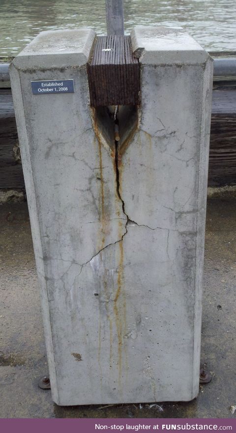 Outdoor Rust Wedge display at the Exploratorium shows the expansive force of rusting iron