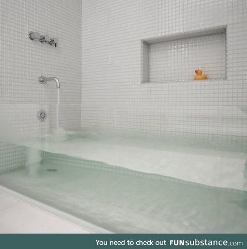 A clear bathtub