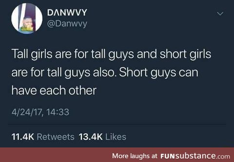 Short guys must turn gay