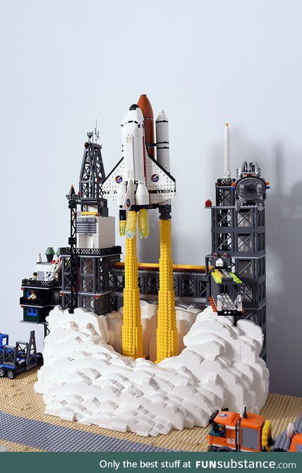 Detailed Space Shuttle launch made out of LEGO