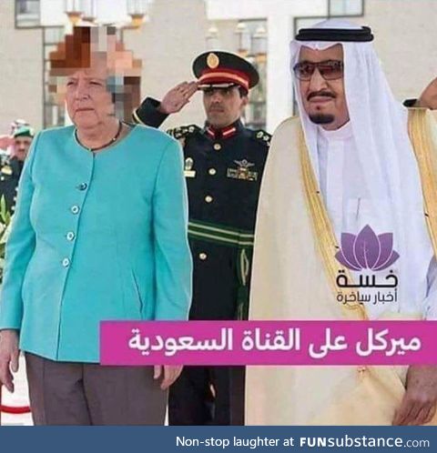 Saudi news channel censored the uncovered hair of Angela Merkel